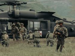 U.S. Army and Philippine soldiers take their positions as U.S Army senior leaders arrive during a combined live fire exercise in support of Salaknib at Colonel Ernesto Rabina Air Base in the Philippines, March 21, 2022. Photo by Joshua Oller/U.S. Army