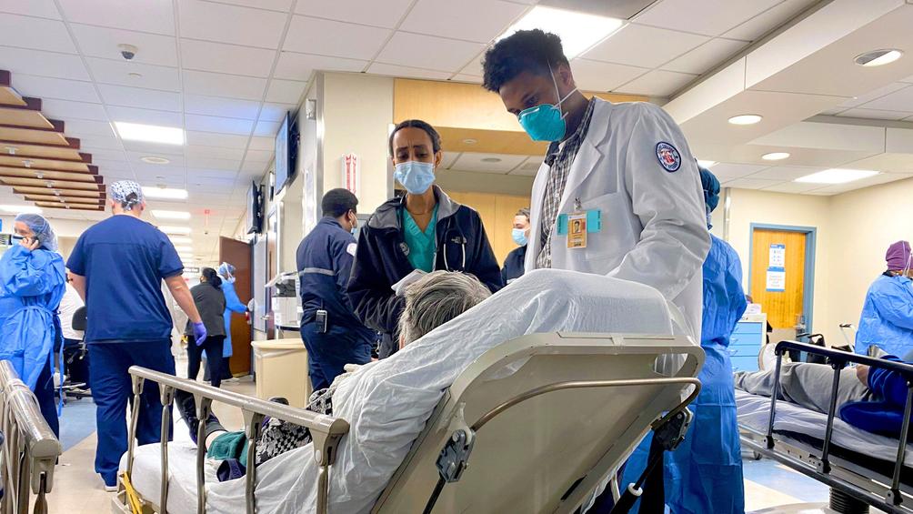 A busy emergency department in a hospital, photo by David Grossman/Alamy Stock Photo