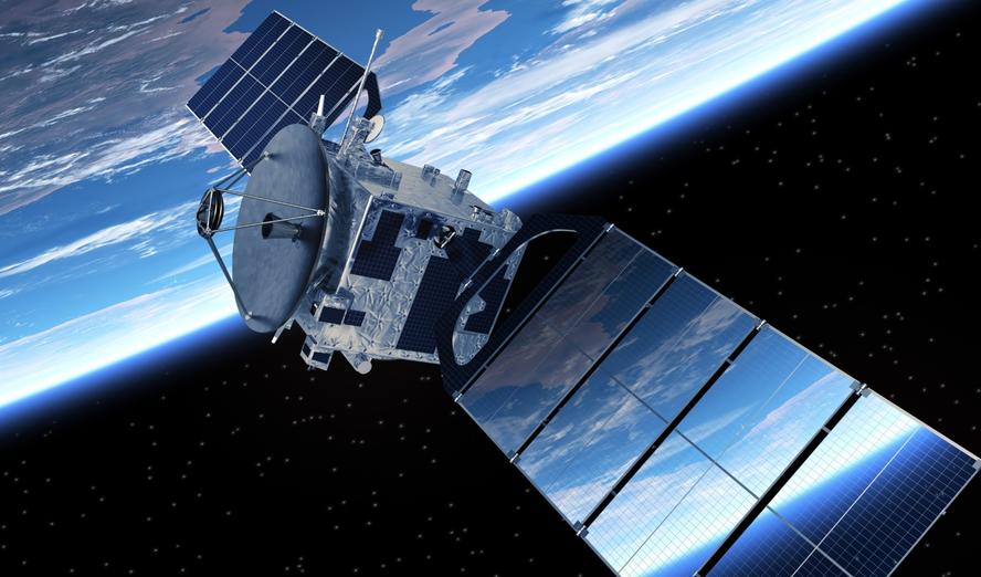 A satellite orbiting earth