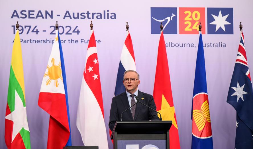 Australia's Prime Minister Anthony Albanese speaks during the 2024 ASEAN-Australia Special Summit in Melbourne, March 6, 2024